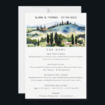 Elegant Tuscany Italy Landscape Wedding Menu Card<br><div class="desc">Tuscany Italy Watercolor Landscape Theme Collection.- it's an elegant script watercolor Illustration of Tuscany mountain landscape,  perfect for your Italian destination wedding & parties. It’s very easy to customize,  with your personal details. If you need any other matching product or customization,  kindly message via Zazzle.</div>