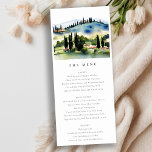 Elegant Tuscany Italy Landscape Wedding Menu Card<br><div class="desc">Tuscany Italy Watercolor Landscape Theme Collection.- it's an elegant script watercolor Illustration of Tuscany mountain landscape,  perfect for your Italian destination wedding & parties. It’s very easy to customize,  with your personal details. If you need any other matching product or customization,  kindly message via Zazzle.</div>