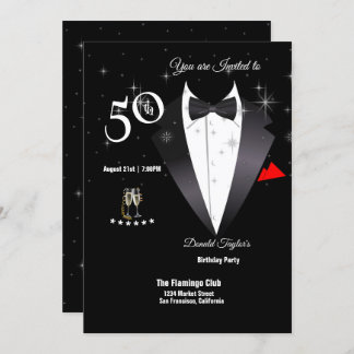 Elegant Tuxedo 50th Birthday Party Invitation