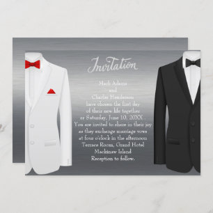 Élégant Tuxedos d'argent de Faire-part de mariage 