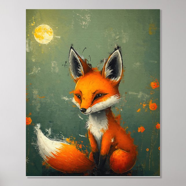 Elegant Twilight Fox - Artistic Foil Prints (Front)