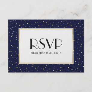 Elegant Twinkle Stars Midnight Blue Sky Gold RSVP