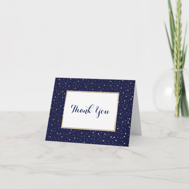 Elegant Twinkle Stars Midnight Blue Thank You Card (Front)