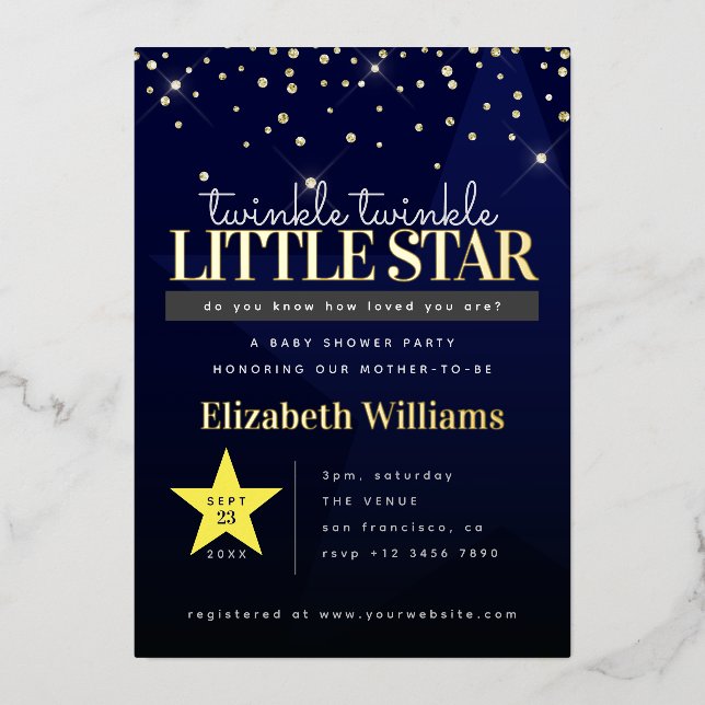 Elegant Twinkle Twinkle Little Star Baby Shower (Front)