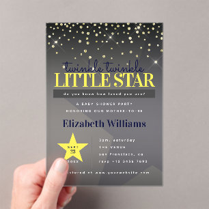 Elegant Twinkle Twinkle Little Star Baby Shower Acrylic Invitations
