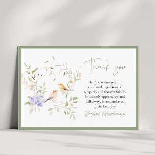 Elegant Two Birds Funeral Thank You Card