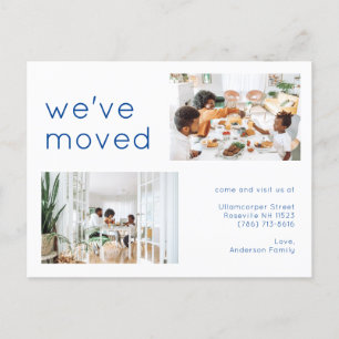 Elegant Two Family Photo Minimalist Moving Announcement Postcard