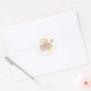 Elegant Two Hearts Catholic Wedding Classic Round Sticker