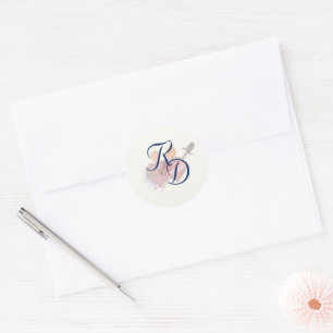Elegant Two Hearts Catholic Wedding  Classic Round Sticker