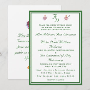 Elegant Two Hearts Catholic Wedding Invitation