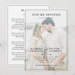 Elegant Two In One Photo Details Wedding Invitatio Invitation