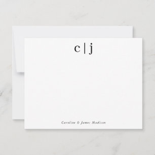 Elegant Two Initial Monogram Couple Stationery Card