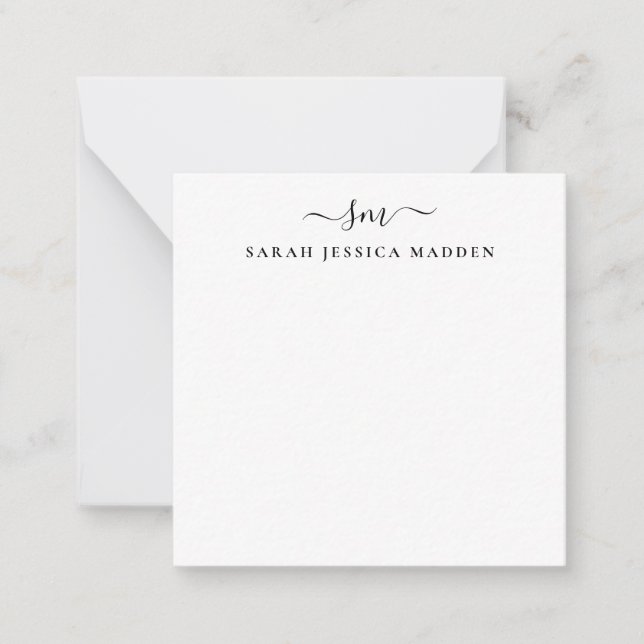 Elegant Two Monogram Initial Girly Script Swash Card (Front)