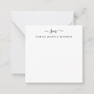 Elegant Two Monogram Initial Girly Script Swash Card