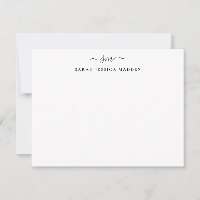 Elegant Two Monogram Initial Girly Script Swash Card (Front)