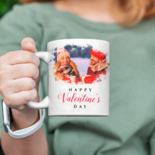 Elegant Two Photo Customizable Valentines Day Gift Coffee Mug