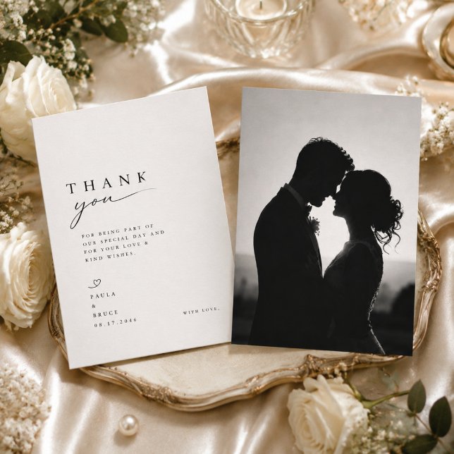 Elegant Two-Sided Wedding Thank  You Card (Creator Uploaded)