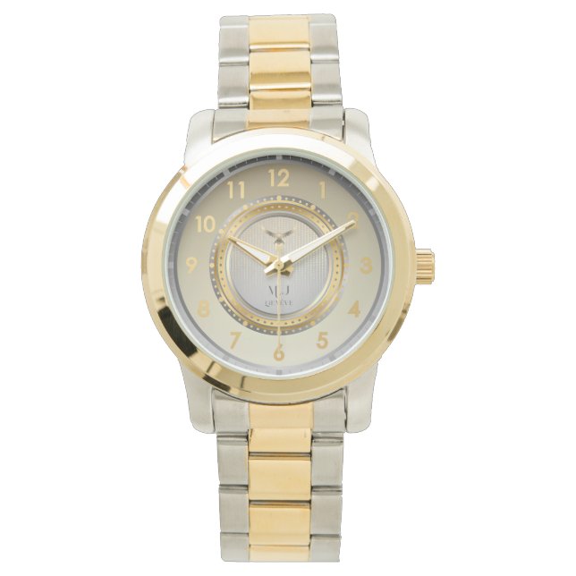 Elegant Two-Tone Gold & Silver Metal Wristwatch (Front)
