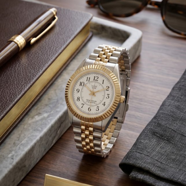 Elegant Two-Tone Metal Watch with Fluted Bezel (Creator Uploaded)