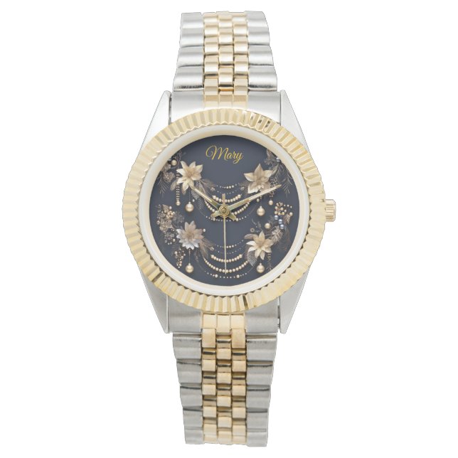 “Elegant Two-Tone Personalised Christmas Watch (Front)