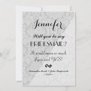 Elegant Two Tone White & Grey Damask Invitation