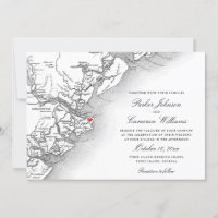 Elegant Tybee Island GA Map Black White Wedding