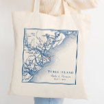 Elegant Tybee Island Georgia Map Navy Blue Wedding Tote Bag<br><div class="desc">Celebrate your Tybee Island wedding in style with our personalized wedding tote bags, showcasing an elegant navy blue Coastal Georgia map. These thoughtful favours are perfect for your guests to remember your special day. Perfect for iconic venues like Tybee Island Wedding Chapel, The Tybee Island Inn, Hotel Tybee, Beachview Club...</div>