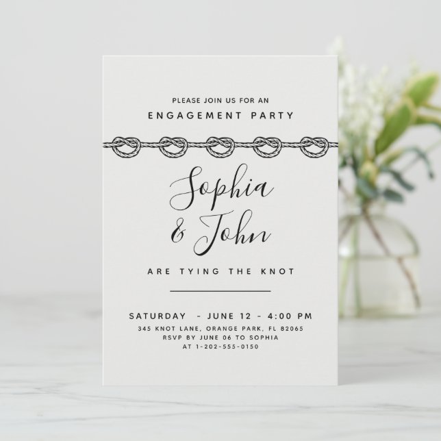 Elegant tying the knot engagement invitation Card (Standing Front)