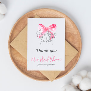 Elegant Tying the Knot Pink Bow Bridal Shower Thank You Card