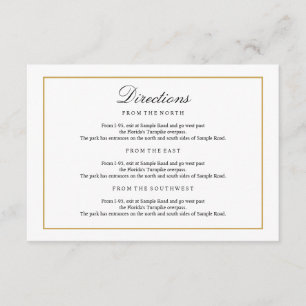 Elegant Type Black & White Gold Directions Insert