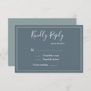 Elegant type blue white green modern wedding rsvp invitation