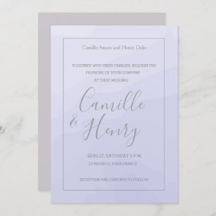 Elegant type lavender grey watercolor wedding invitation