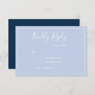 Elegant type pastel blue white modern wedding rsvp invitation