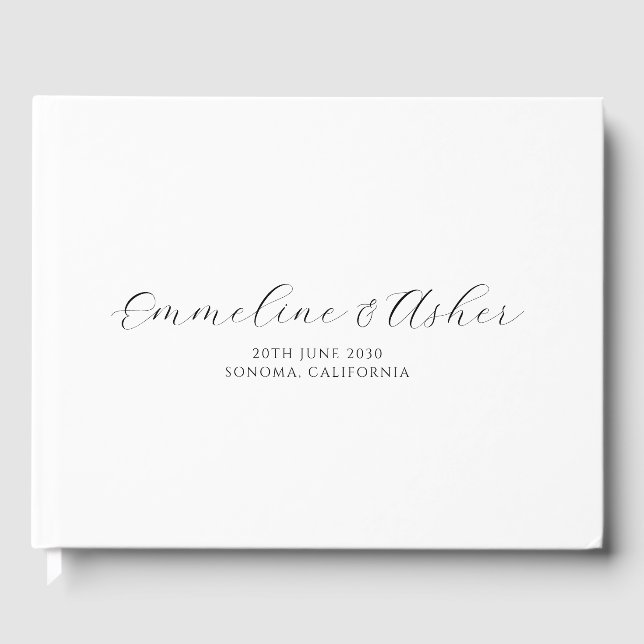 Elegant Type Script Serif Personalized Wedding Guest Book (Front)