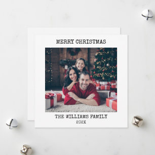 Elegant Typewriter   Merry Christmas Photo  Holiday Card