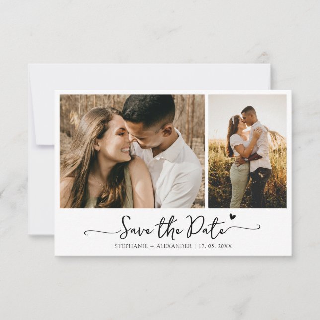 Elegant Typography 2 Photo Wedding Save The Save The Date (Front)