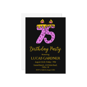 elegant typography 75th birthday invitations