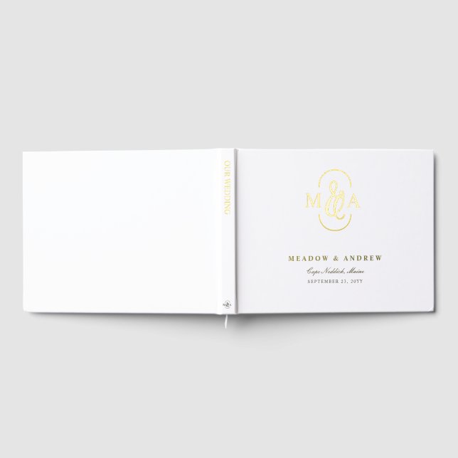 Elegant Typography Ampersand Monogram Wedding Guest Book (Full)