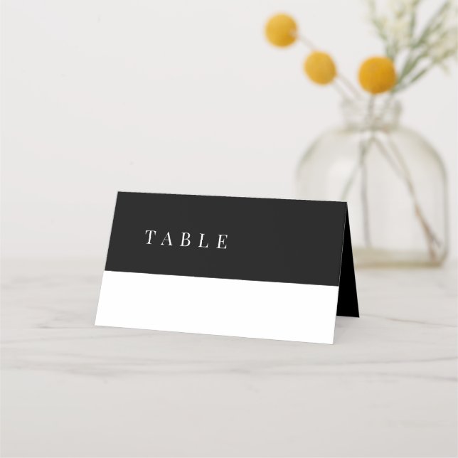 Elegant typography black and white modern wedding place card (Front)