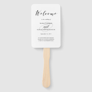 Elegant Typography Black and White Wedding Hand Fan