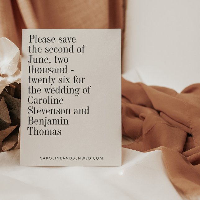 Elegant Typography Black White Modern Wedding Save The Date (Creator Uploaded)