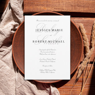Elegant Typography Black & White Wedding Invitation