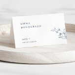 Elegant Typography Blue Wedding Place Cards<br><div class="desc">Welcome your guests and direct them to their table with these beautiful place cards featuring delicate hand-drawn botanical detail in blue hues and elegant modern typography. Ability to order place cards with each guest name, table number, and meal option printed by placing an "individual" card order at a time or,...</div>
