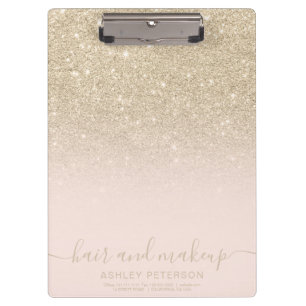 elegant typography blush light gold glitter ombre clipboard