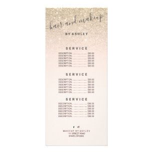 elegant typography blush light gold glitter ombre rack card
