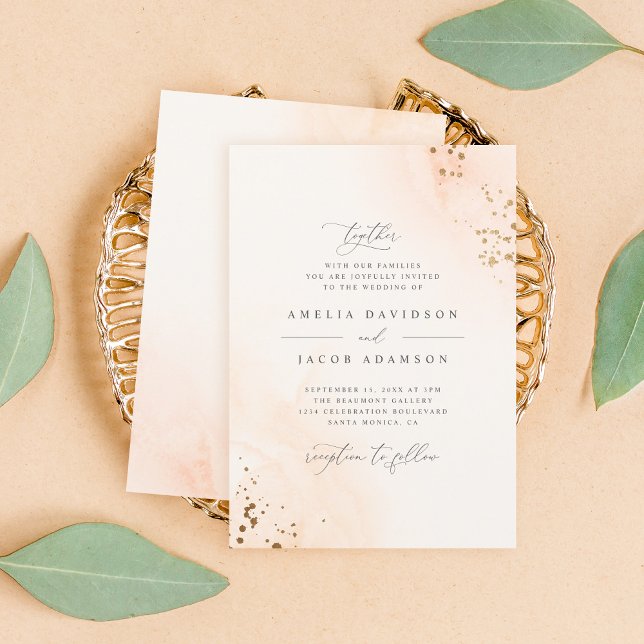 Elegant Typography Blush Pink Watercolor Wedding Invitation (Creator Uploaded)