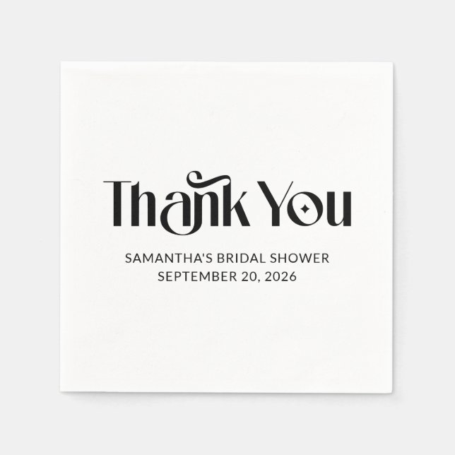 Elegant Typography Bridal Shower Thank You Napkin (Front)