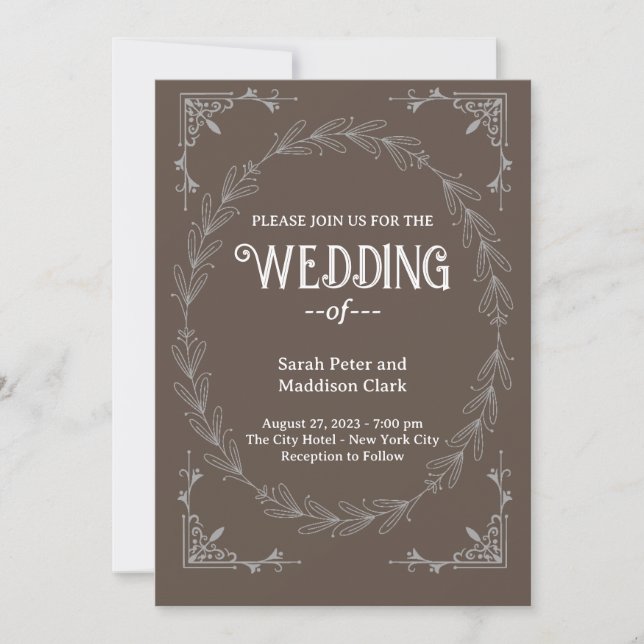 Elegant Typography Classic black white wedding  Invitation (Front)