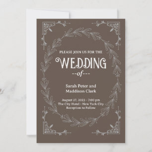 Elegant Typography Classic black white wedding Invitation