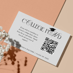 Elegant Typography Collage Fund QR CODE Graduation Enclosure Card